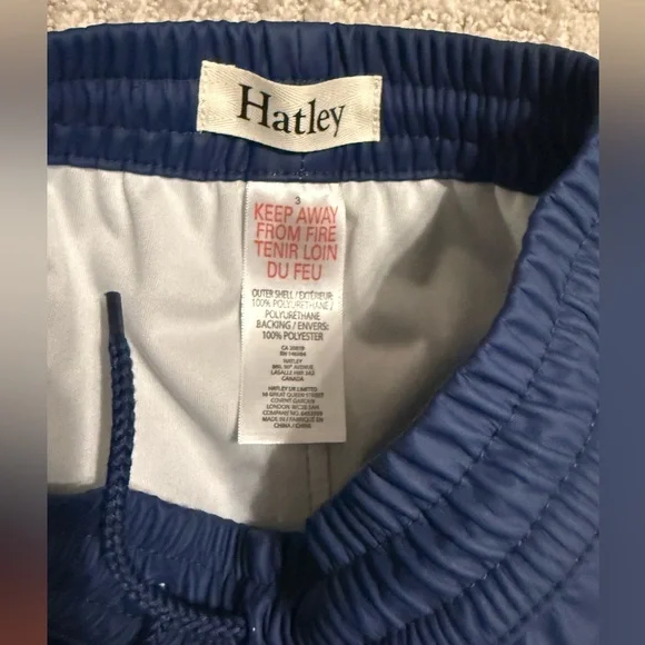 Hatley Navy Blue Unisex-Child Rain Pants Size 3 - Picture 3 of 3